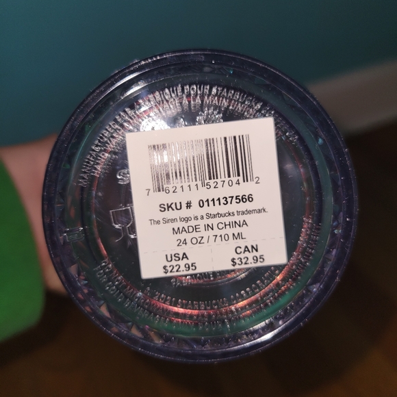 NWT Starbucks White Iridescent 24oz Tumbler & Black Keychain - Picture 5 of 5